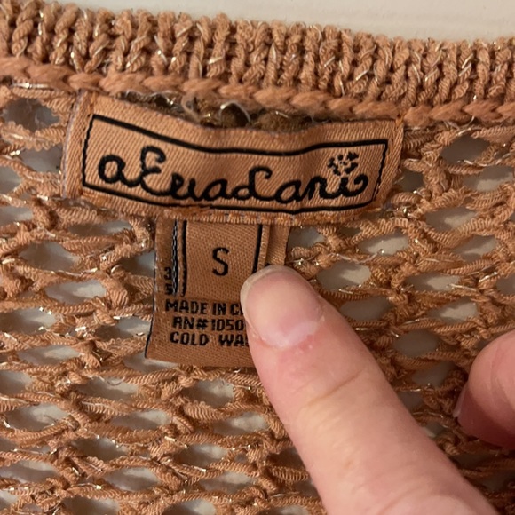 Gold pink open front cardigan crochet S - Picture 2 of 3